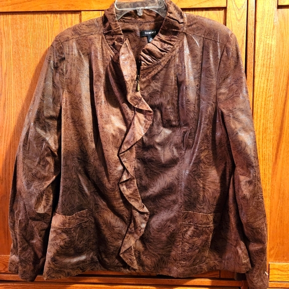 Elements Brown Ruffled Jacket Women's XL NWOT - Picture 1 of 6